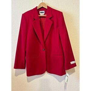 Vintage Sag Harbor Wool Red Blazer Preppy Holiday Old Money Sz 14 NWT Read